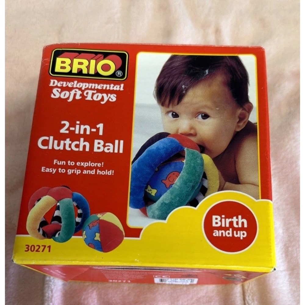 RARE 1999 BRIO 2 IN 1 CLUTCH BALL RATTLE PLUSH FOR BABY 30271 New Open Box